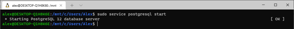 Успешный запуск PostgreSQL на WSL2