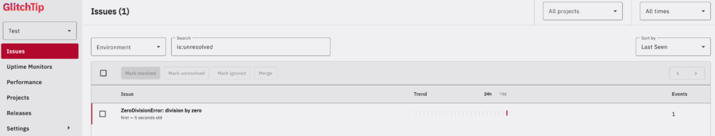 Анализ события в GlitchTip